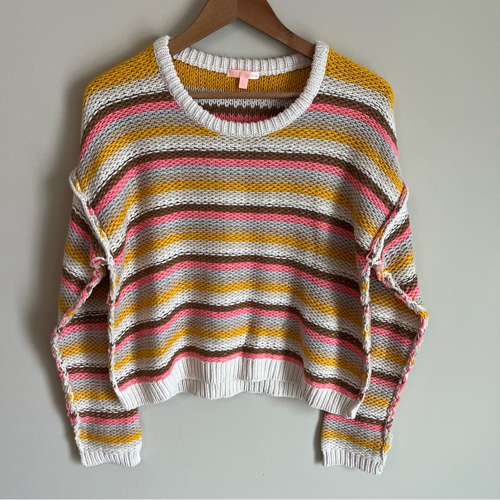 Lisa Todd Women's Multicolor Stripe Pull Over Crewneck Knit Sweater Size Large
